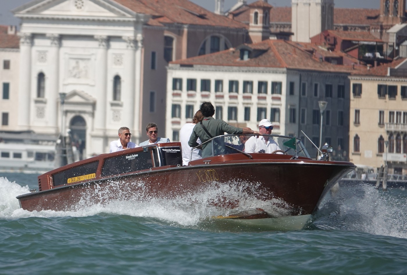 Venice, ITALY  - Hollywood stars Brad Pitt and George Clooney ta