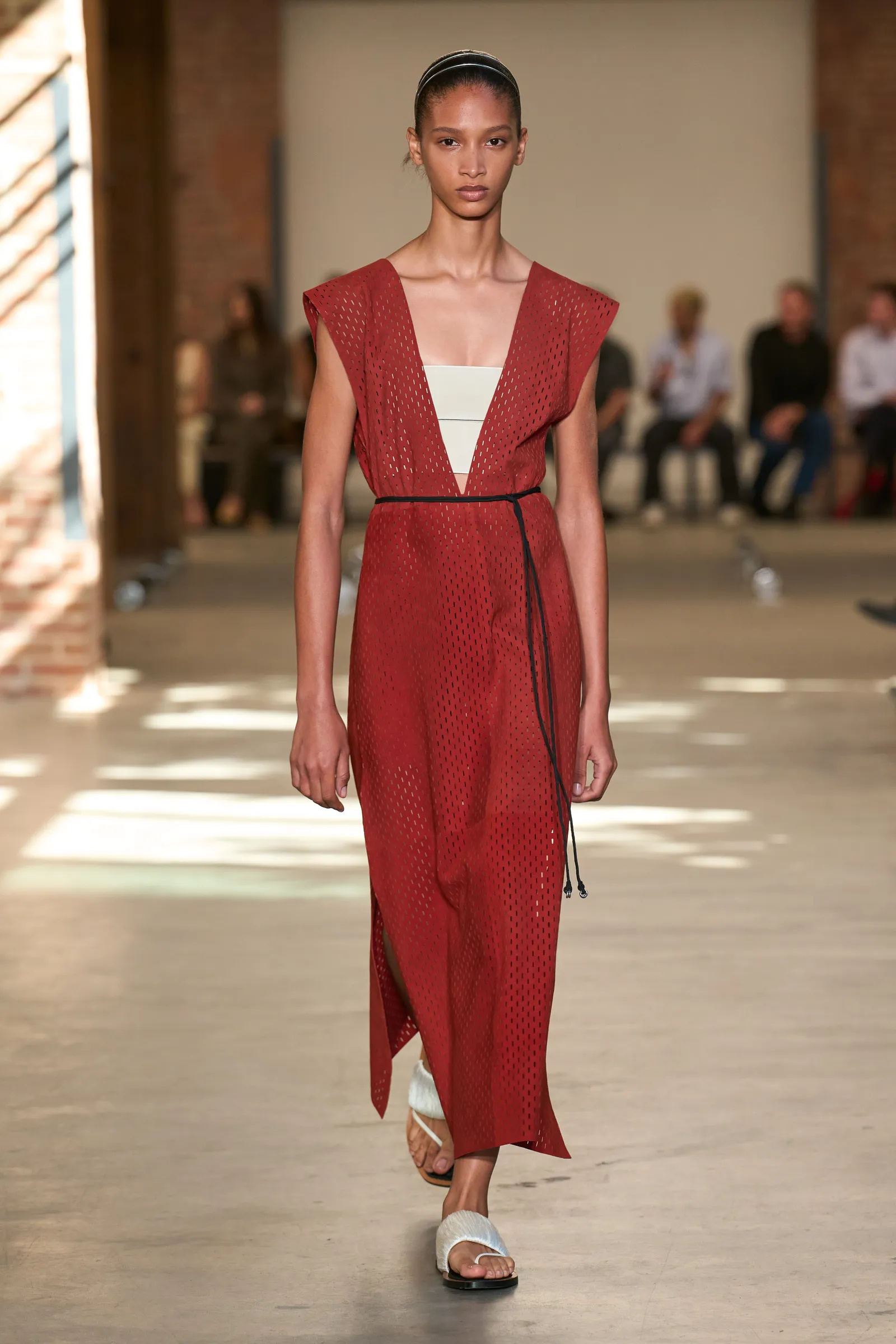 A model walks the runway for the Calvin Klein Collection