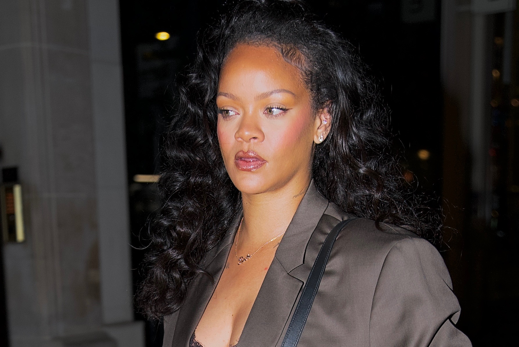 Paris, FRANCE  Rihanna stuns in a brown suit