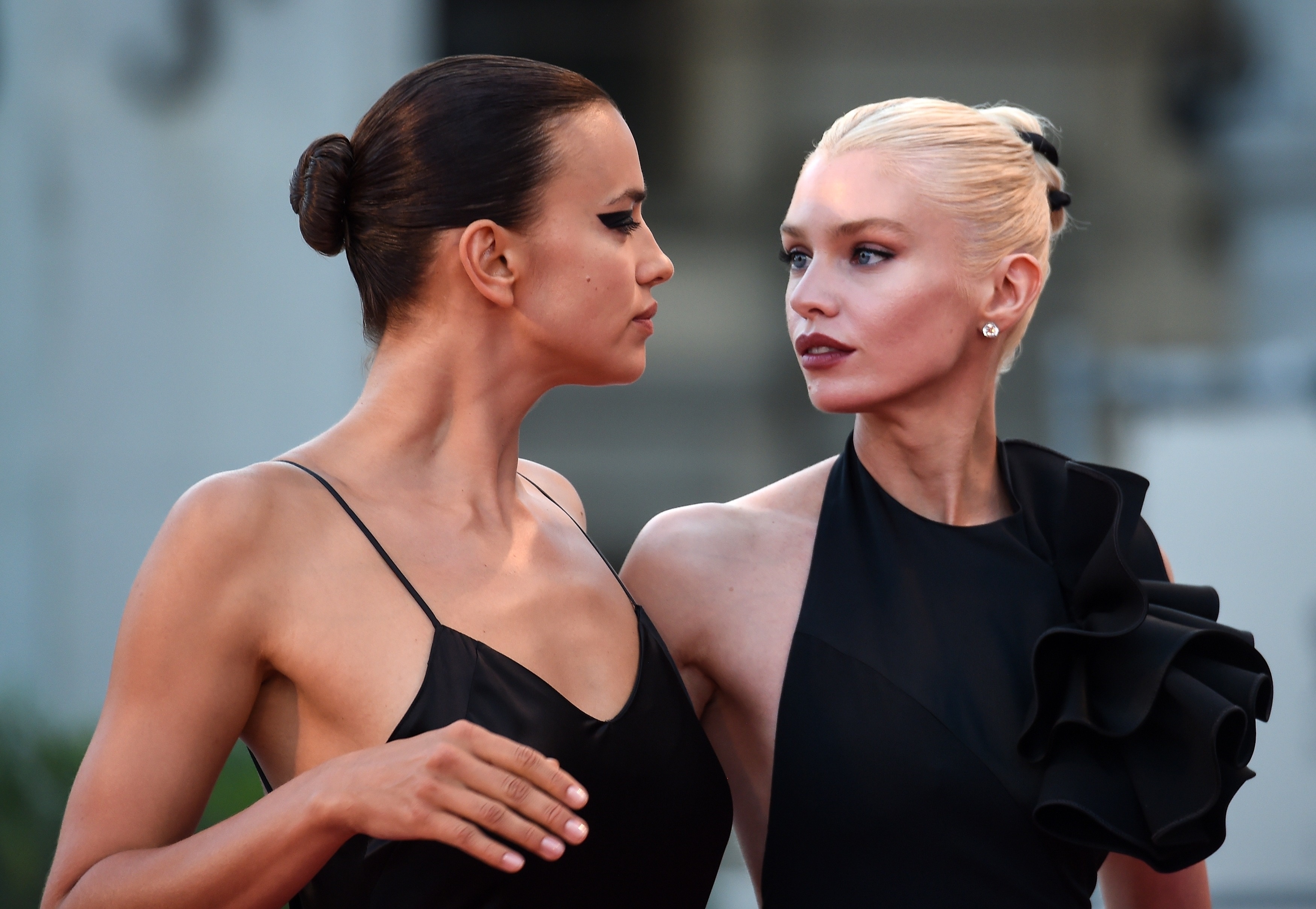 Venice, ITALY  - Irina Shayk and Stella Maxwell seen very close
